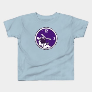 Cute Astronaut Relaxing In Clock Cartoon Kids T-Shirt